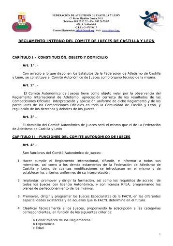 reglamento interno del comitÃ© de jueces de castilla y leÃ³n - fetacyl.es