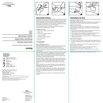 IFU: Restore Hydrocolloid Dressing - Hollister Wound Care