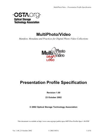MPV Presentation Profile Spec 1.00 - OSTA - Optical Storage ...