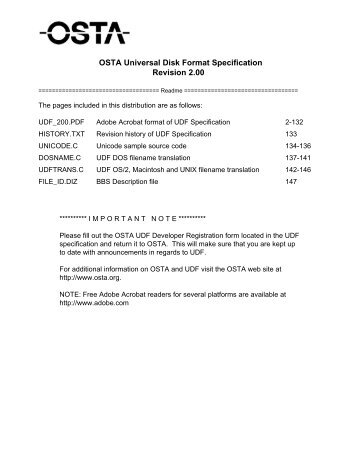 UDF 2.00 - OSTA - Optical Storage Technology Association