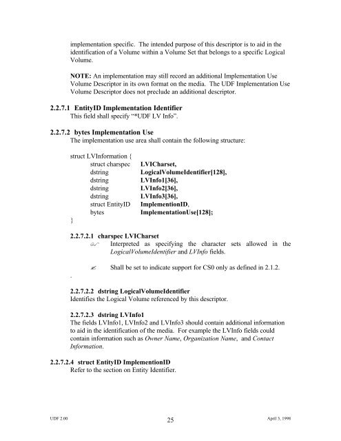 UDF 2.00 - OSTA - Optical Storage Technology Association