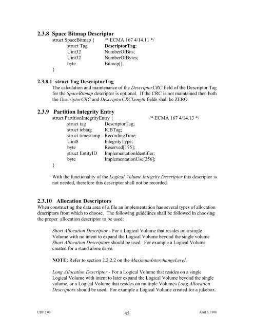 UDF 2.00 - OSTA - Optical Storage Technology Association