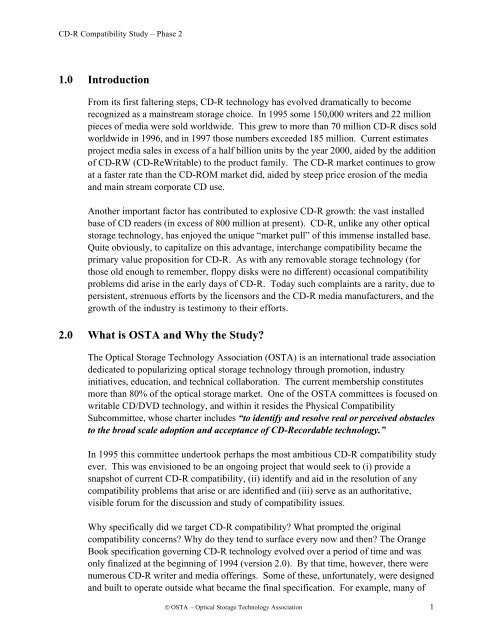 osta cd-r compatibility study results from phase 2 - OSTA - Optical ...