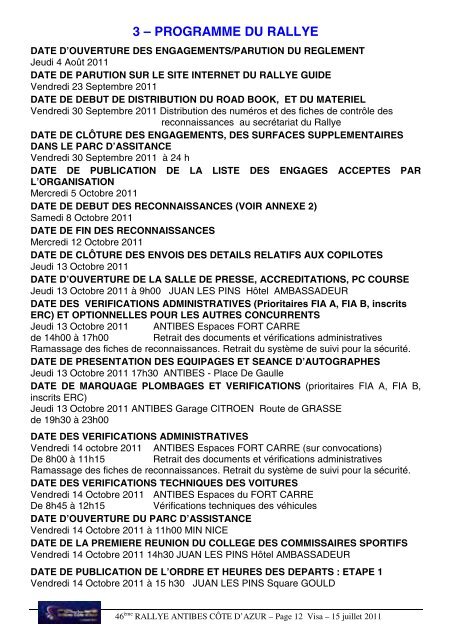 RÃGLEMENT REGULATIONS - ERC