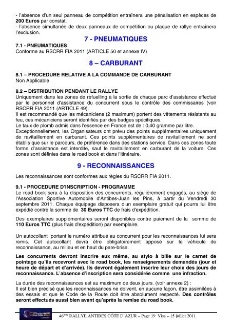 RÃGLEMENT REGULATIONS - ERC