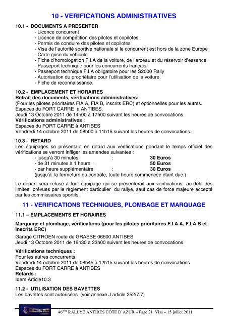 RÃGLEMENT REGULATIONS - ERC