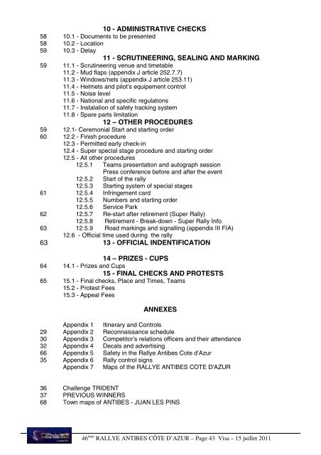 RÃGLEMENT REGULATIONS - ERC