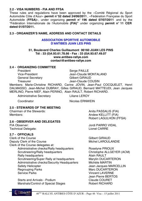 RÃGLEMENT REGULATIONS - ERC