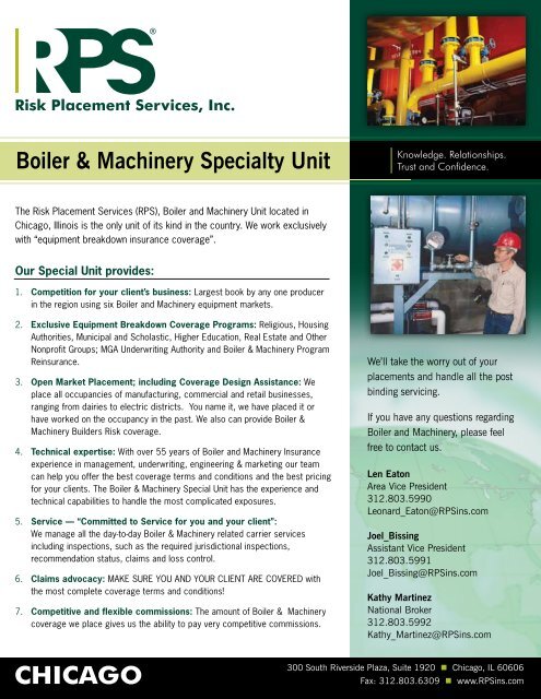 RPS Chicago - Boiler and Machinery - Risk Placement Services, Inc.