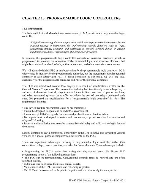CHAPTER 10: PROGRAMMABLE LOGIC CONTROLLERS