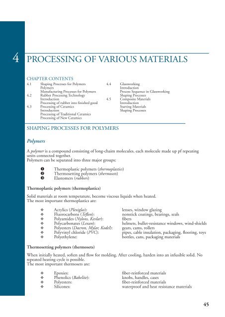 4.1 Shaping Processes for Polymers