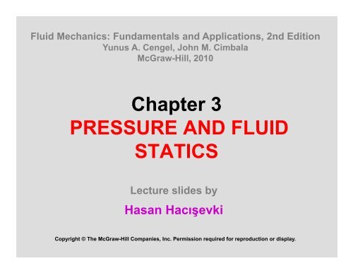 Chapter 3 PRESSURE AND FLUID STATICS - Department of ...