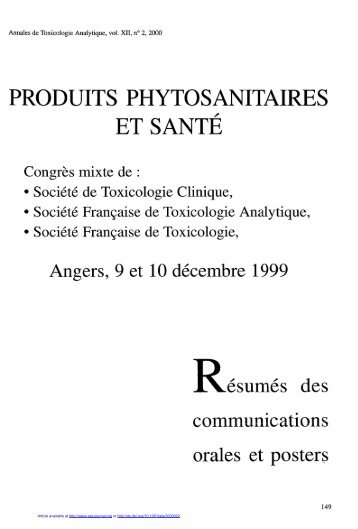 PDF (3.797 MB) - Annales de Toxicologie Analytique