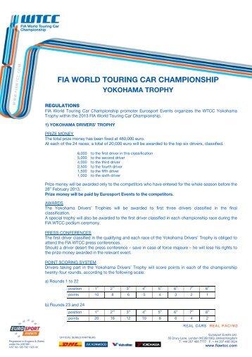 fia world touring car championship yokohama trophy - WTCC