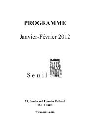 PROGRAMME Janvier-Février 2012 - Seuil