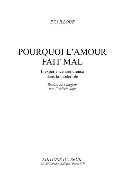 Pourquoi L Amour Fait Mal Seuil