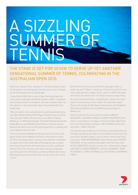 Seven's summer of tennis - Seven West Media