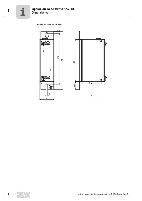 Anillo de ferrita HD Instrucciones de funcionamiento - SEW Eurodrive