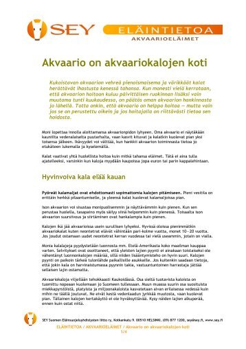 Akvaario on akvaariokalojen koti (pdf) (5.2 MB) - SEY Suomen ...