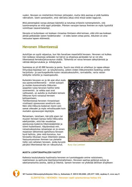 Hevonen vaatii asiantuntevaa hoitoa (pdf) - SEY Suomen ...