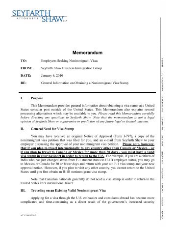 Memorandum - Seyfarth Shaw LLP