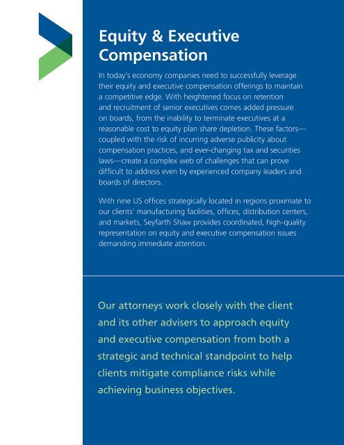Equity & Executive Compensation Brochure - Seyfarth Shaw LLP