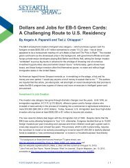 Dollars and Jobs for EB-5 Green Cards - Seyfarth Shaw LLP