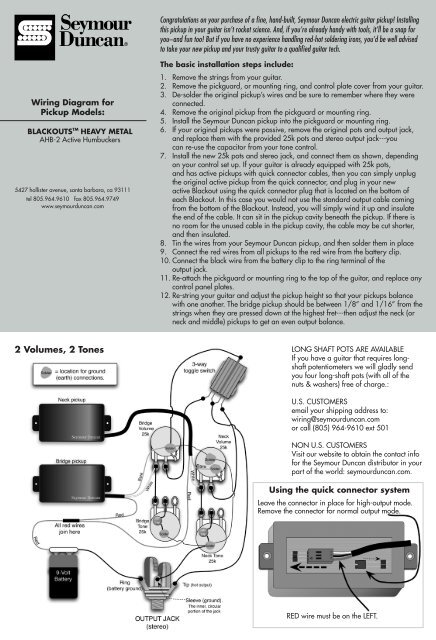 Wiring instructions - Seymour Duncan
