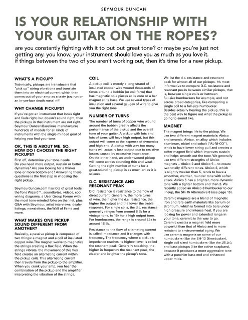 Seymour Duncan Tone Chart