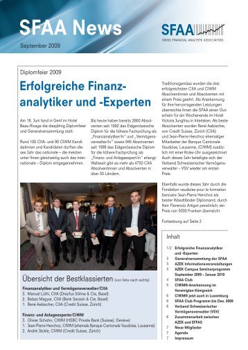 September 2009 - SFAA - Swiss Financial Analysts Association