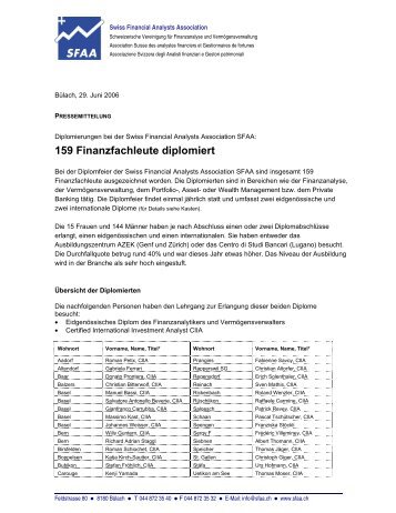 159 Finanzfachleute diplomiert - SFAA - Swiss Financial Analysts ...