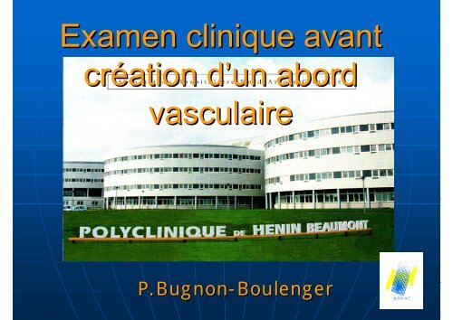 Examen clinique avant crÃ©ation d'un abord vasculaire - SFAV