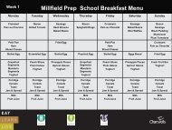 Millfield Prep School Breakfast Menu