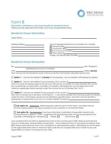 Form B - Global Market Information