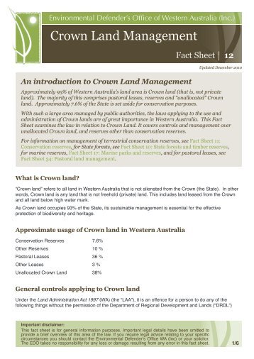 Crown Land Management - Environmental Defender's Office ...