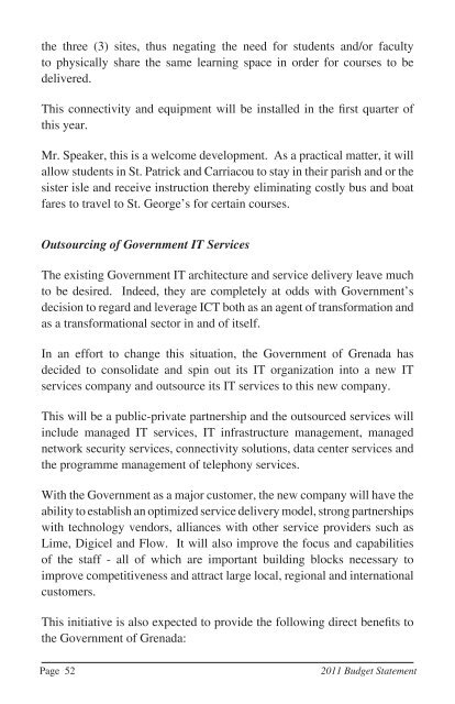 Budget Speech 2011 - Government of Grenada