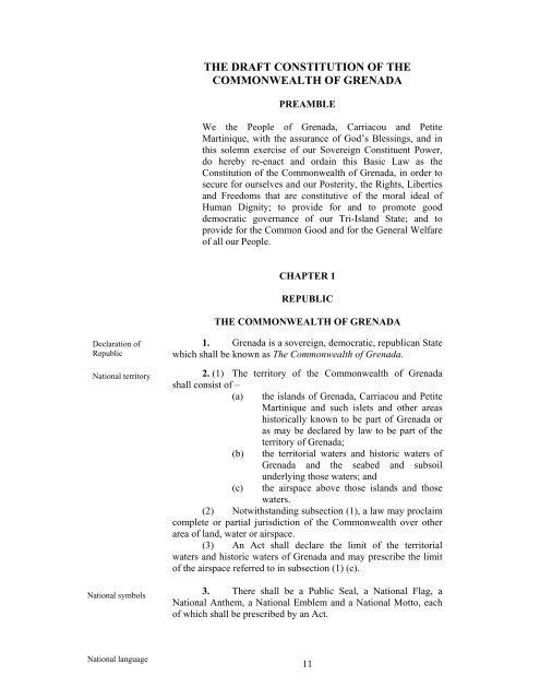 the draft constitution of the commonwealth of grenada