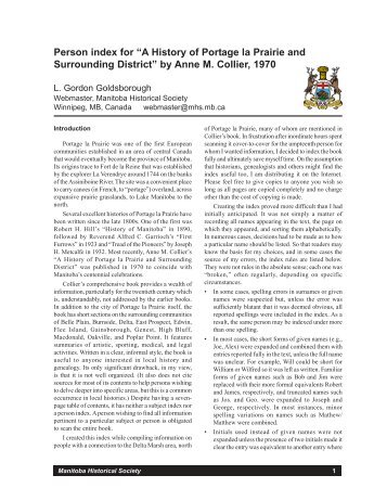 Portage 1970 person index - Manitoba Historical Society