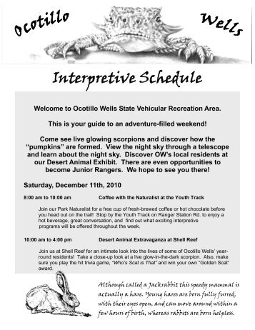 Interpretive Schedule - California Off Highway Vehicle Page