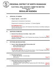 REGULAR AGENDA - Regional District of North Okanagan