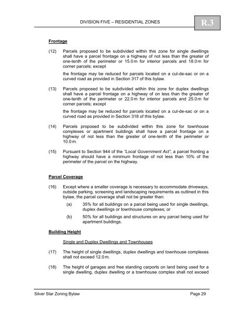 Silver Star Zoning Bylaw - Regional District of North Okanagan