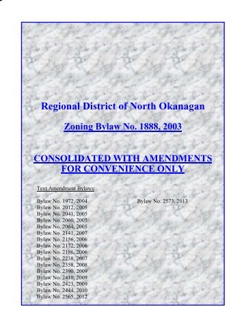 Zoning Bylaw No. 1888.2003 - Regional District of North Okanagan