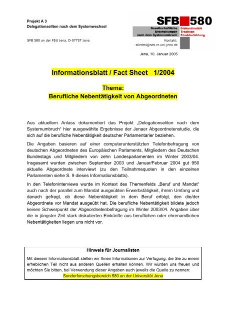 Informationsblatt - SFB 580 - Friedrich-Schiller-Universität Jena