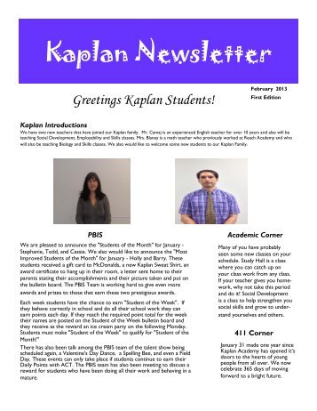 Kaplan Newsletter - Greenburgh-North Castle Union Free School ...