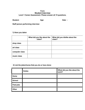 Level 1 Career Assessment Form - Greenburgh-North Castle Union ...
