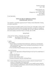 NOTICE OF THE 42nd ORDINARY GENERAL ... - Alpine