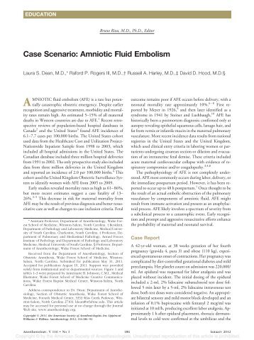 Case Scenario: Amniotic Fluid Embolism