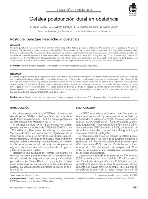 Cefalea postpunciÃ³n dural en obstetricia - The Global Regional ...