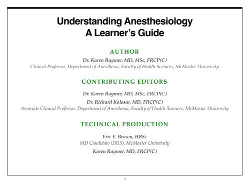 Understanding Anesthesiology - The Global Regional Anesthesia ...