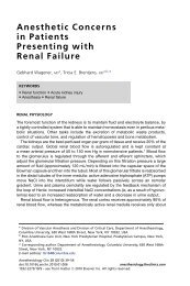 Anesthetic Concerns in Patients Presenting with Renal Failure